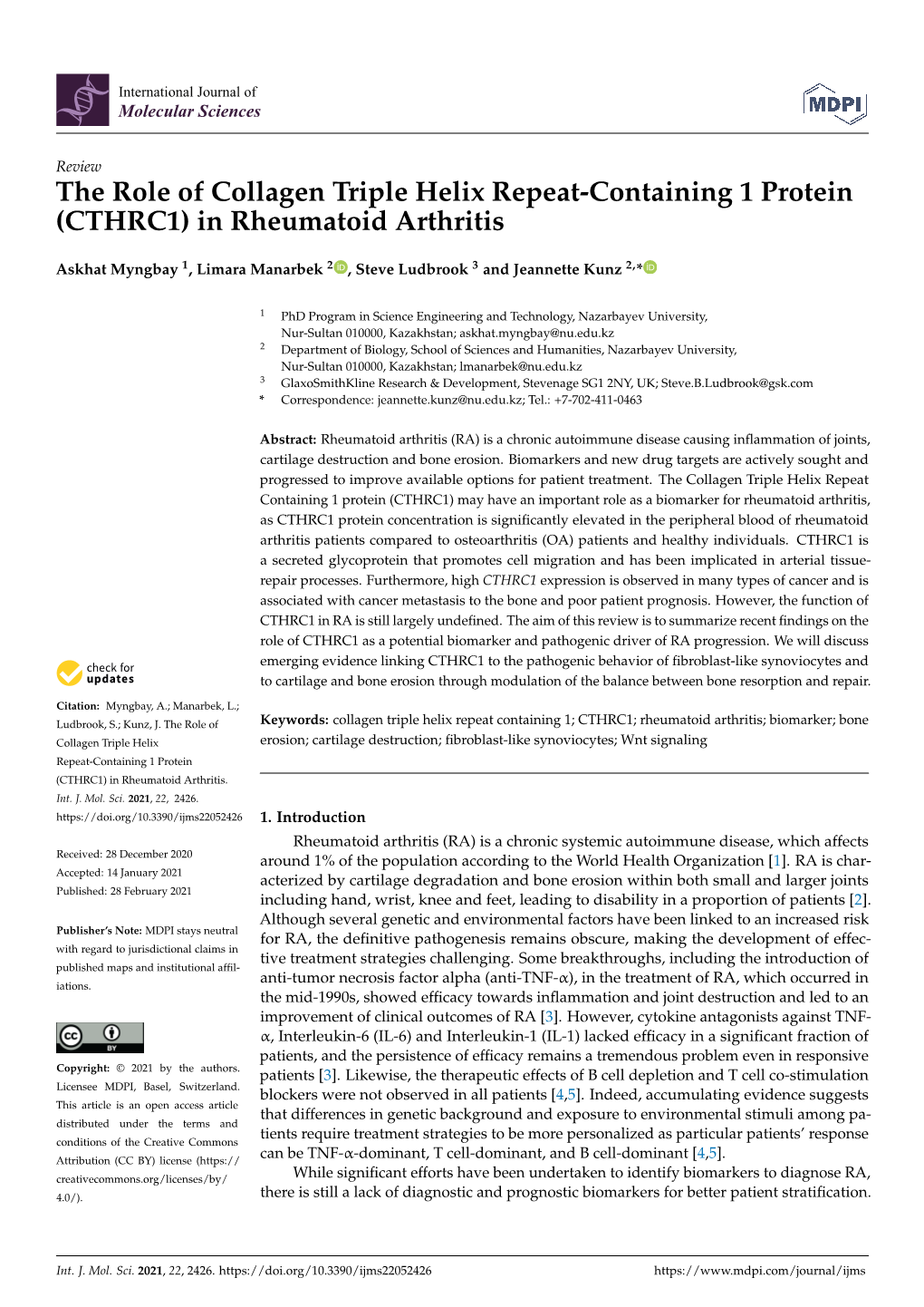 In Rheumatoid Arthritis