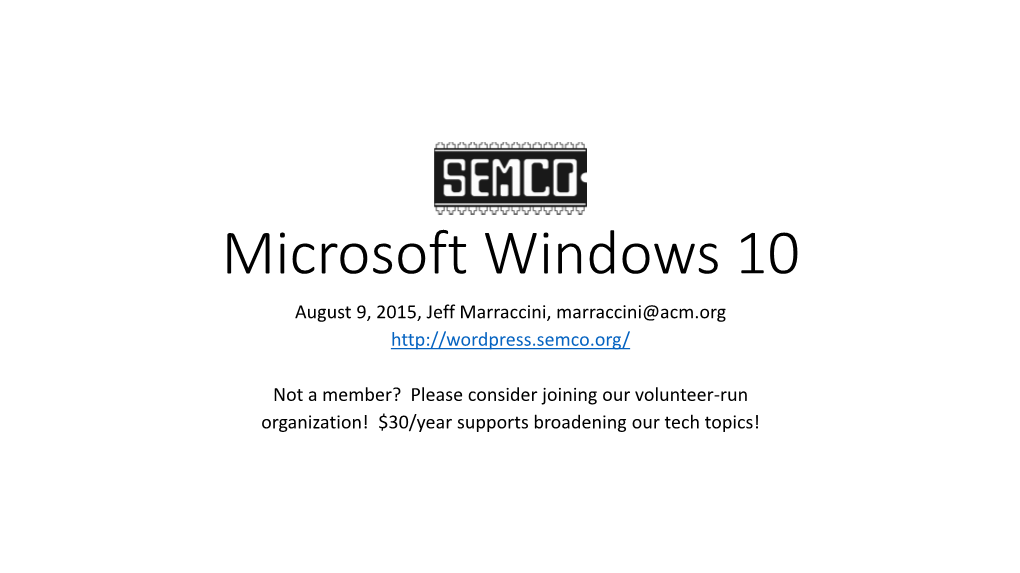 SEMCO Windows 10 Presentation 9-Aug-2015 (PDF)