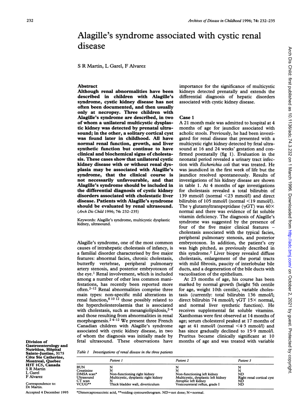 Alagille's Syndrome Associated with Cystic Renal Disease