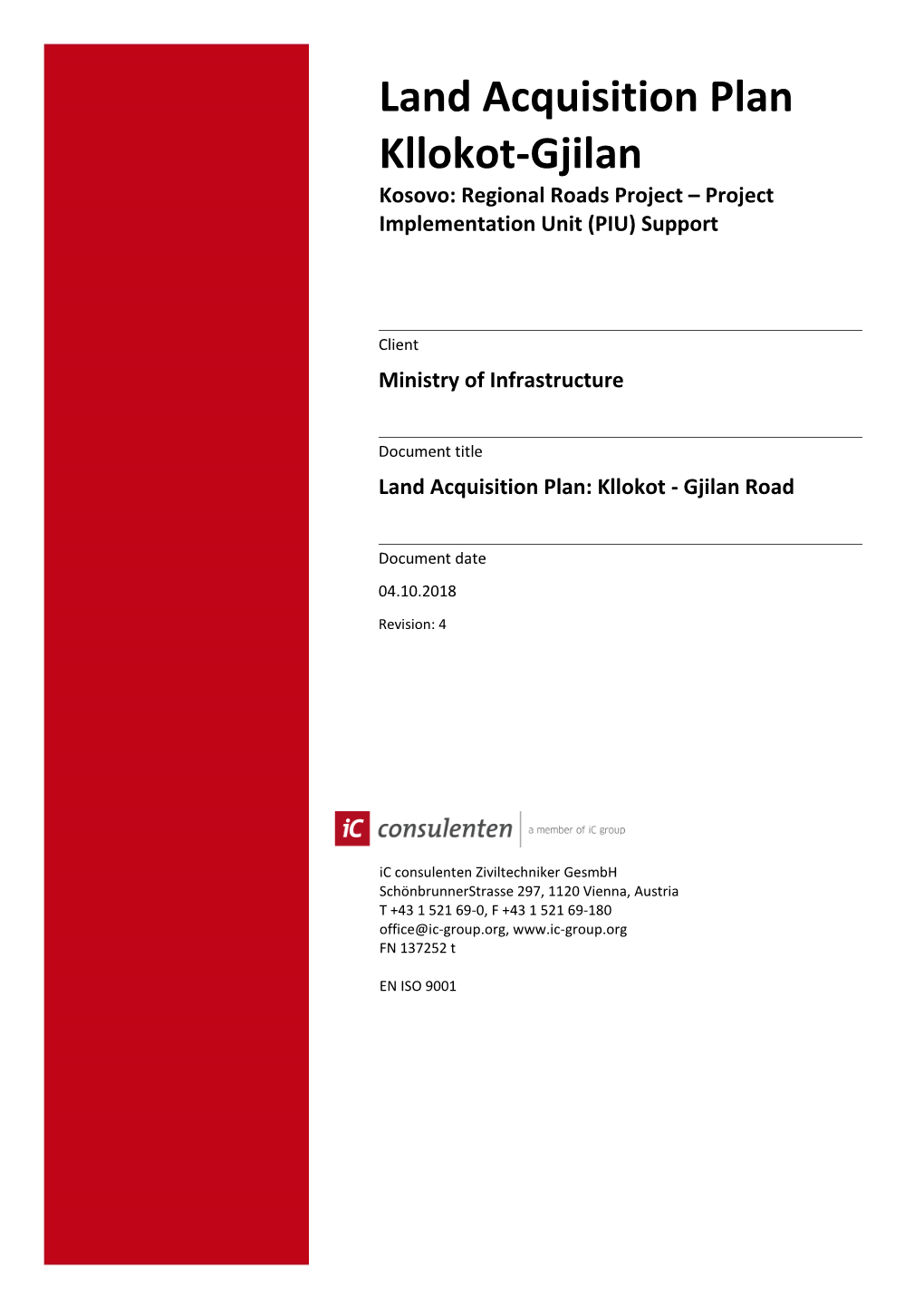 Land Acquisition Plan: Kllokot - Gjilan Road