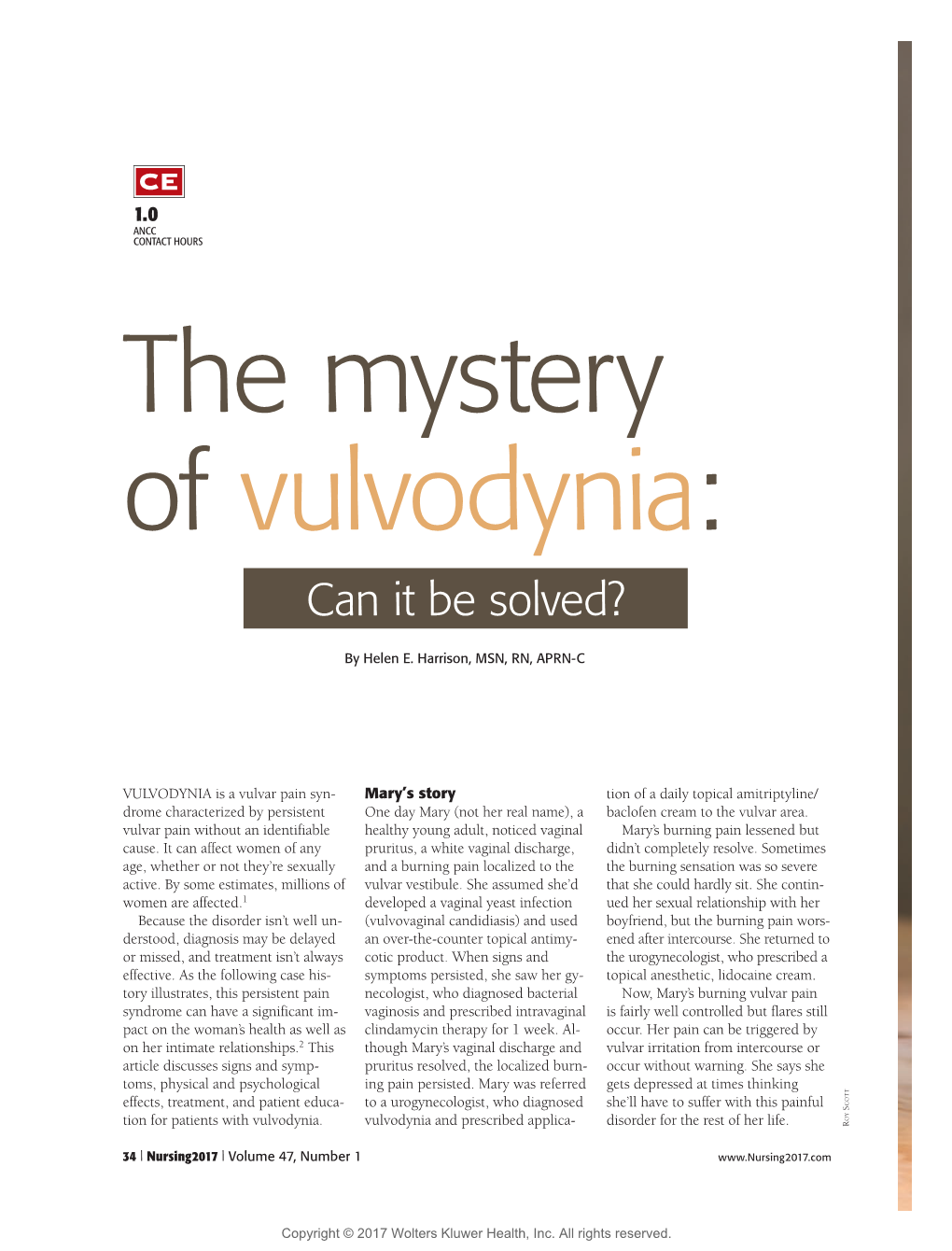 The Mystery of Vulvodynia: Can It Be Solved?