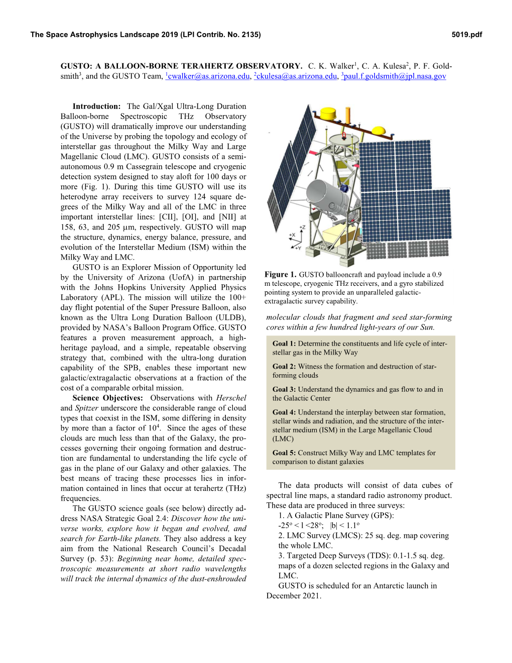 Gusto: a Balloon-Borne Terahertz Observatory