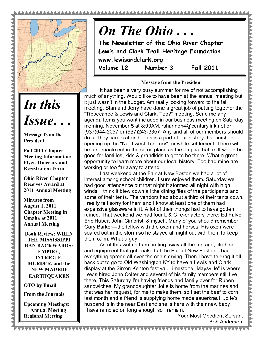 Fall 2011 Newsletter Vol 12 No 3