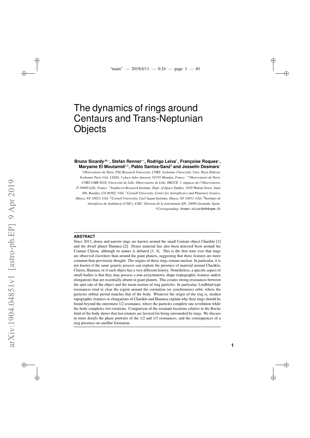 The Dynamics of Rings Around Centaurs and Trans-Neptunian Objects