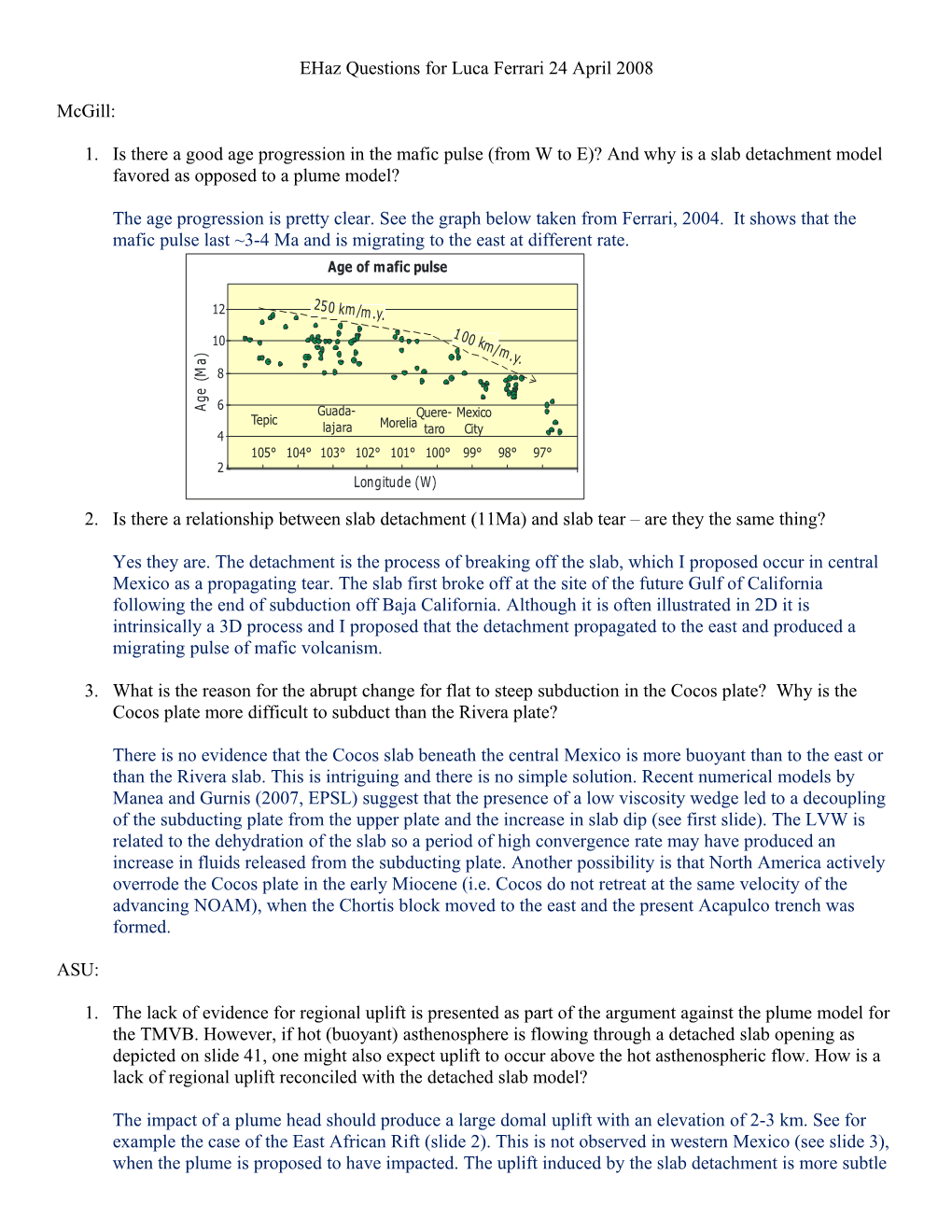 Ehaz Questions for Luca Ferrari 24 April 2008