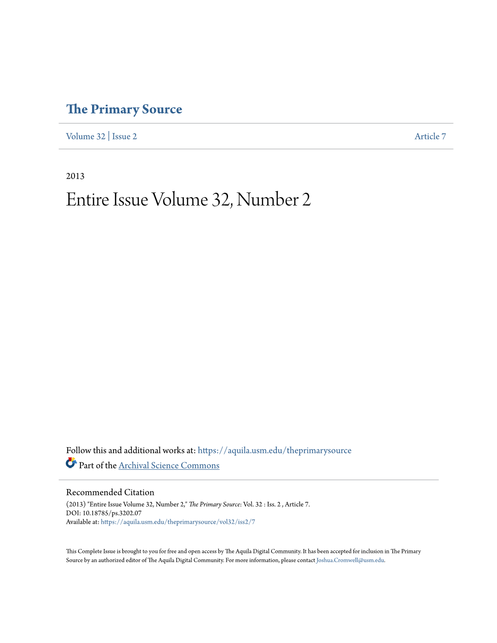 Entire Issue Volume 32, Number 2