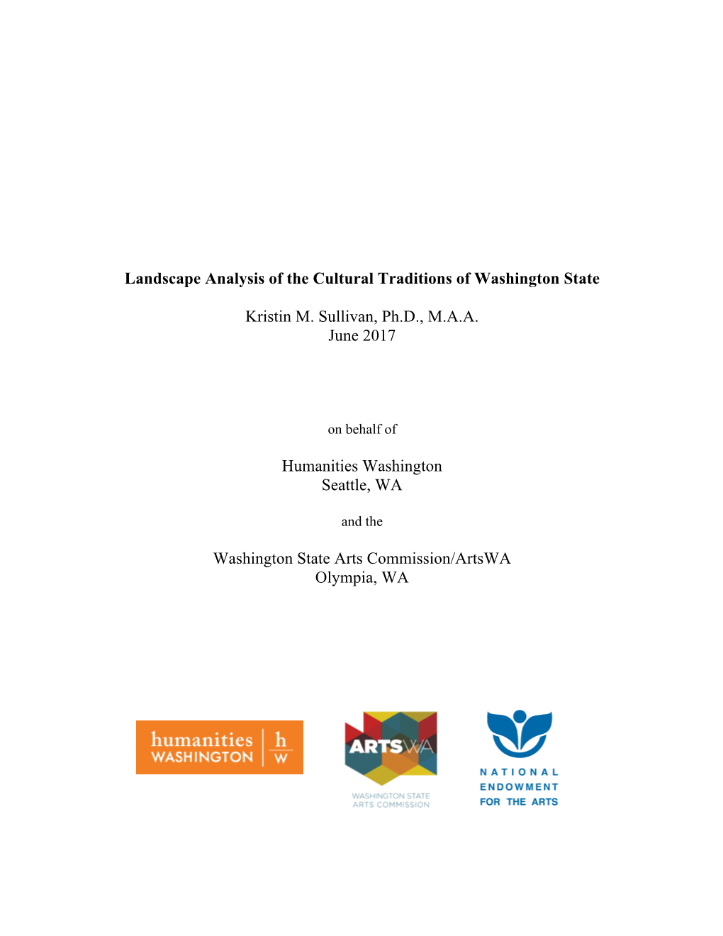 Landscape Analysis of the Cultural Traditions of Washington State