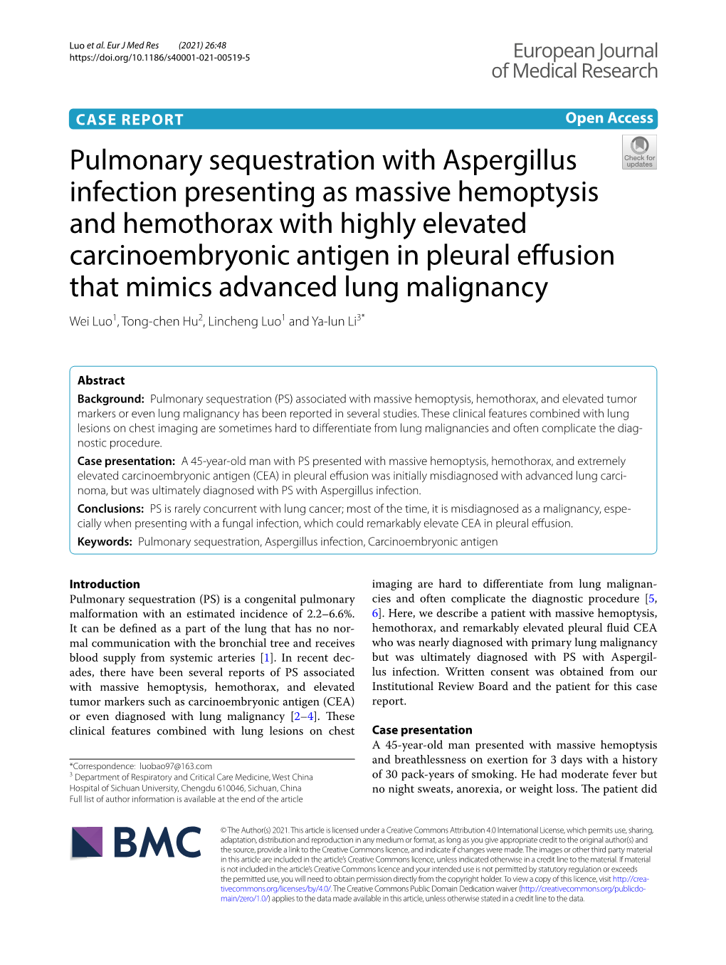 Pulmonary Sequestration with Aspergillus Infection Presenting As