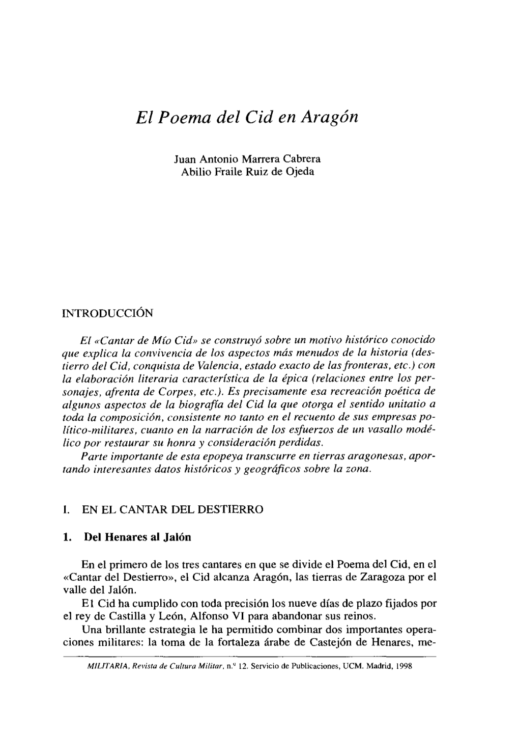 El Poema Del Cid En Aragón