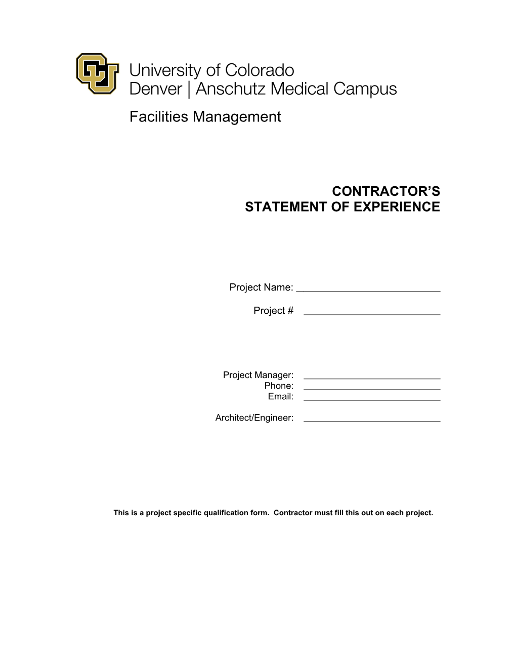 UCD Contractor Qualification Statement