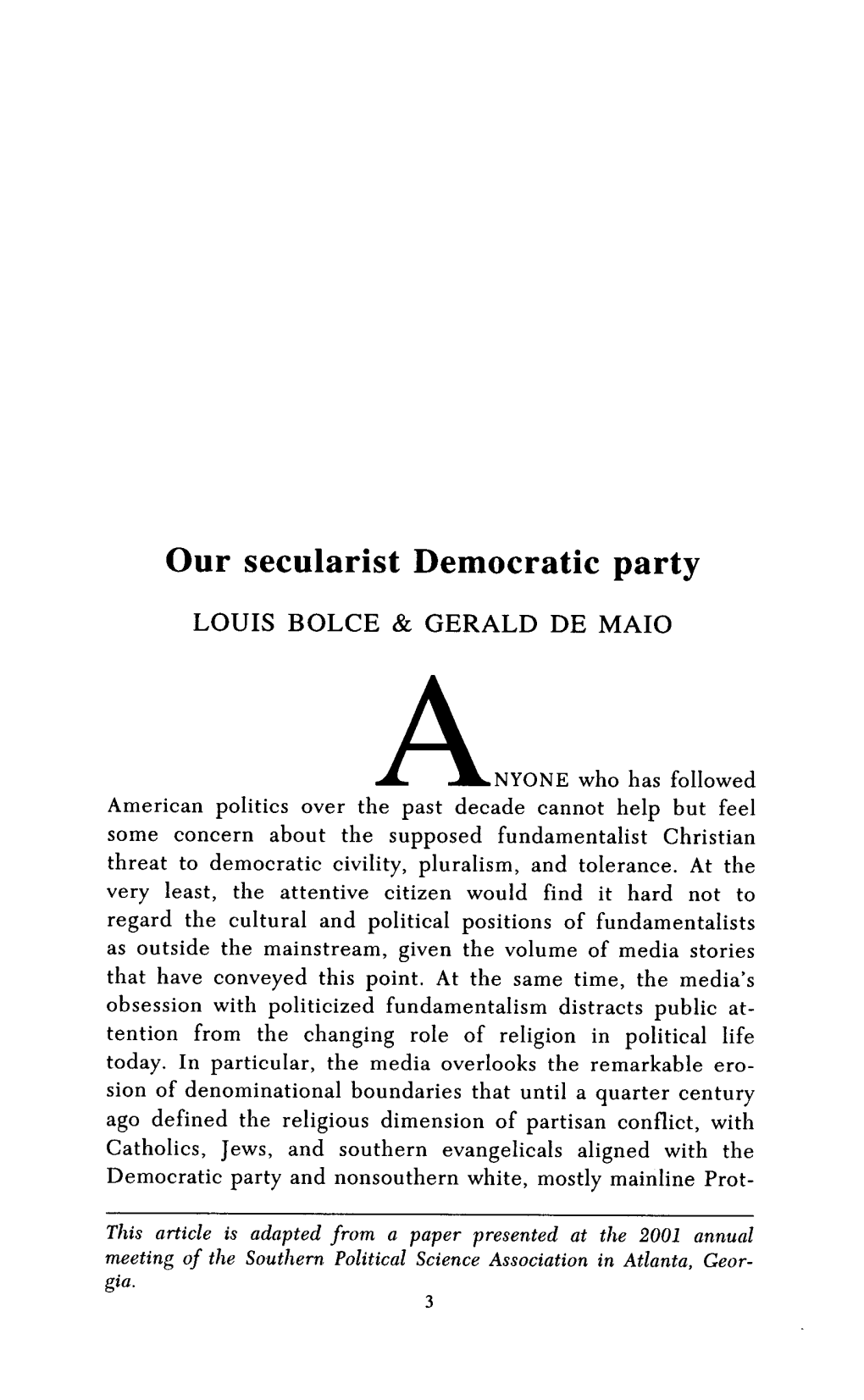 Our Secularist Democratic Party