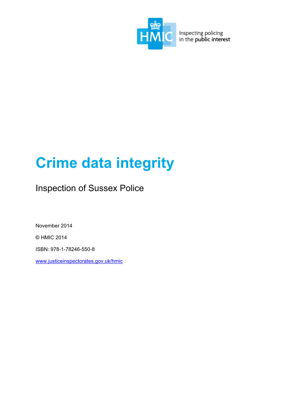 Crime Data Integrity – Inspection of Sussex Police