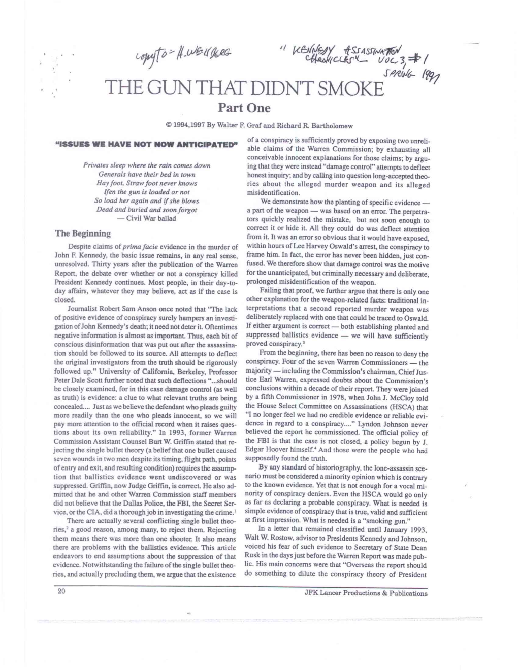 THE GUN THAT DIDN't SMOKE Part One © 1994,1997 by Walter F