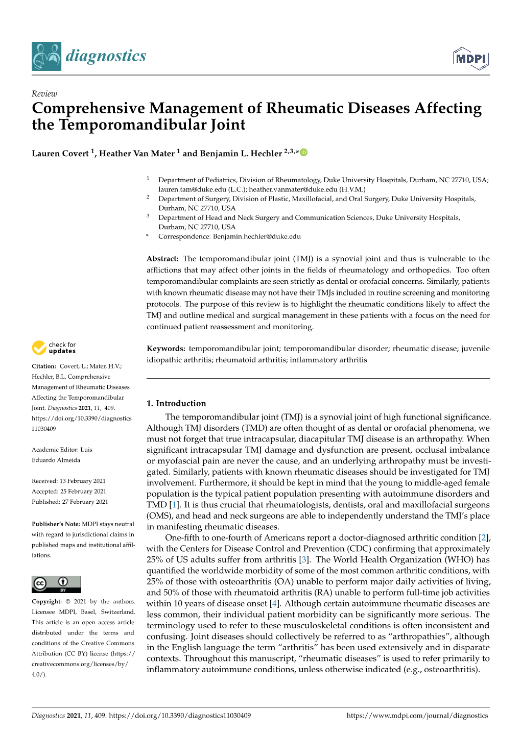 Comprehensive Management of Rheumatic Diseases Affecting the Temporomandibular Joint