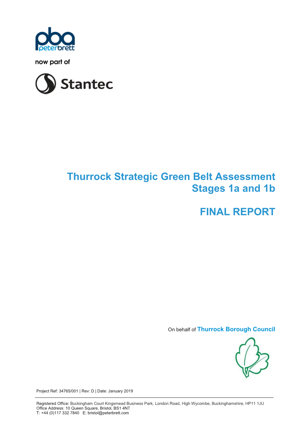 Thurrock Strategic Green Belt Assessment Stages 1A and 1B FINAL REPORT