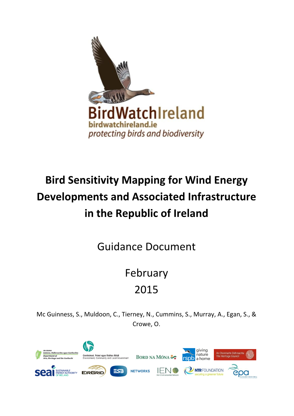 Bird Sensitivity Mapping for Wind Energy Developments and Associated Infrastructure in the Republic of Ireland