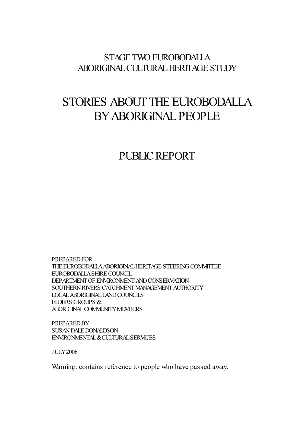 Stories About the Eurobodalla by Aboriginal People