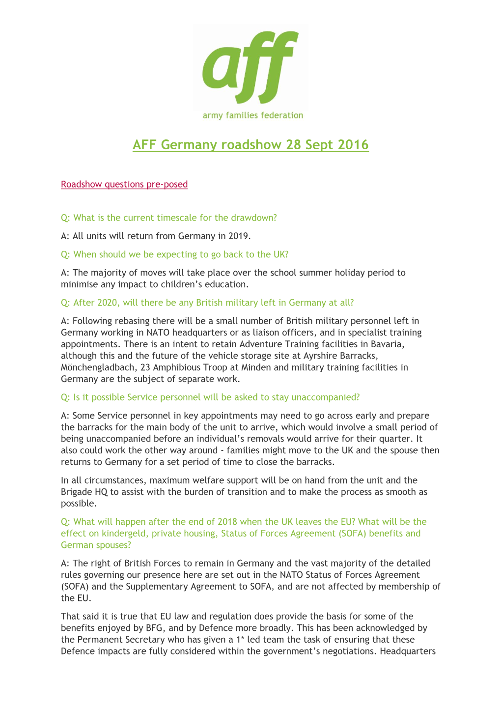 AFF Germany Roadshow 28 Sept 2016