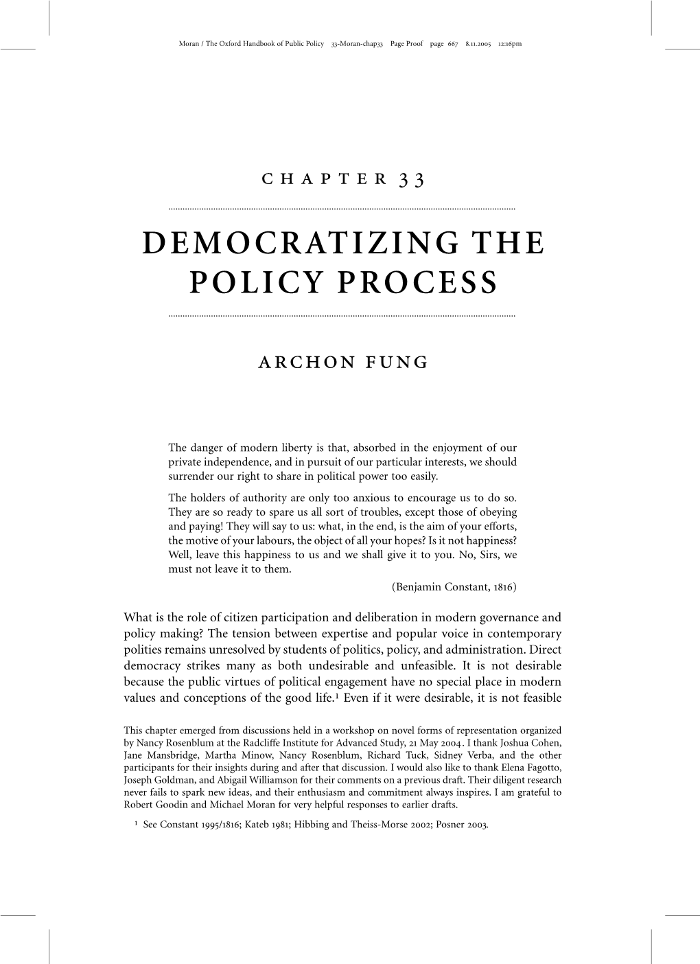 Democratizing the Policy Process