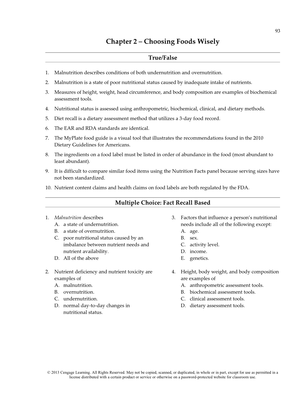 Chapter 2 Choosing Foods Wisely