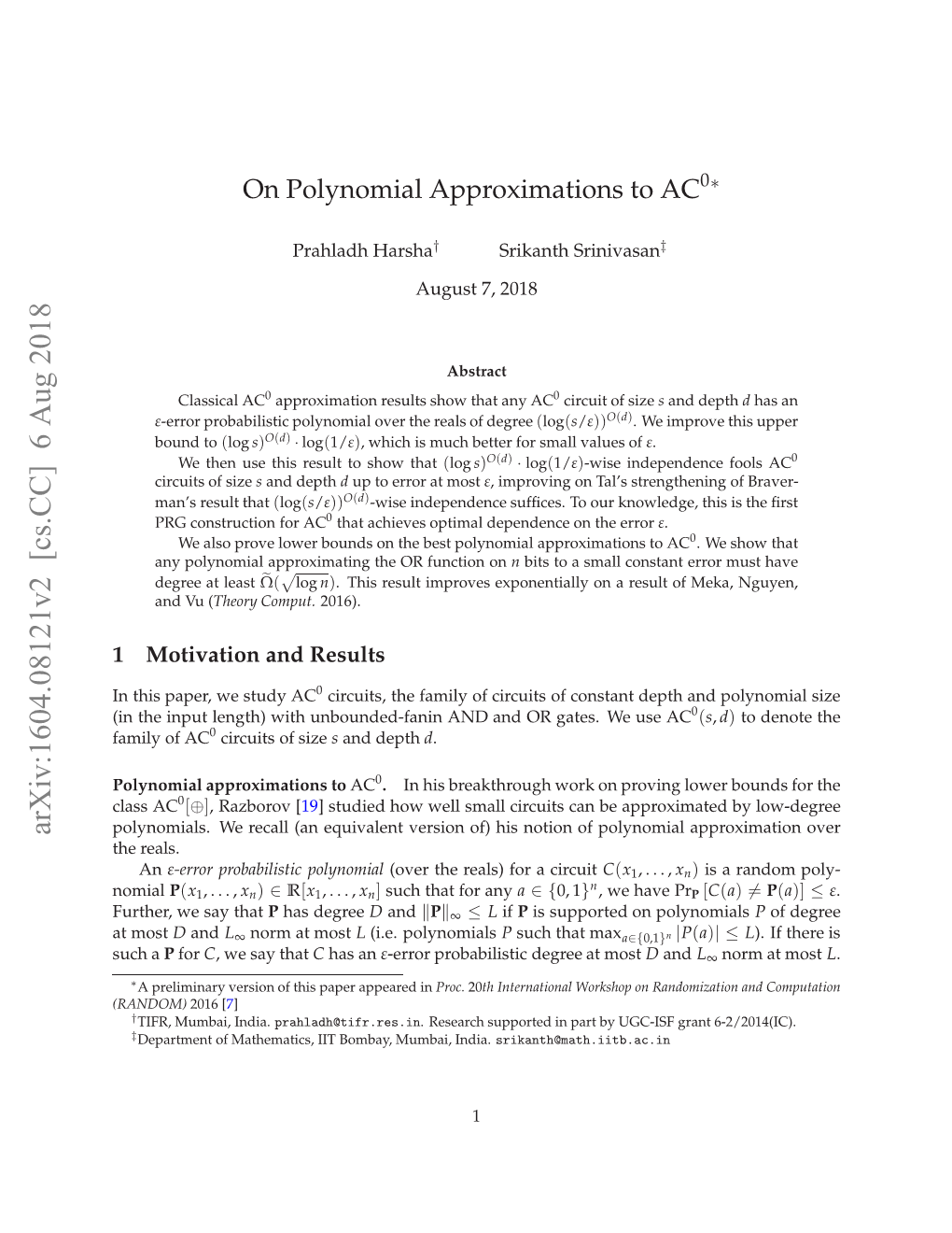 On Polynomial Approximations to AC0