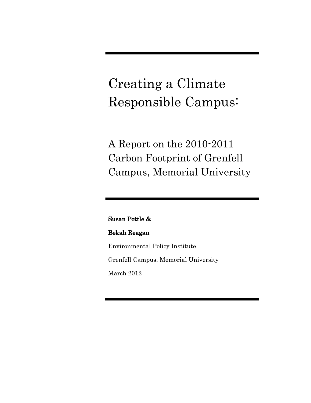 2010-2011 Carbon Footprint, Grenfell Campus, Memorial University 2
