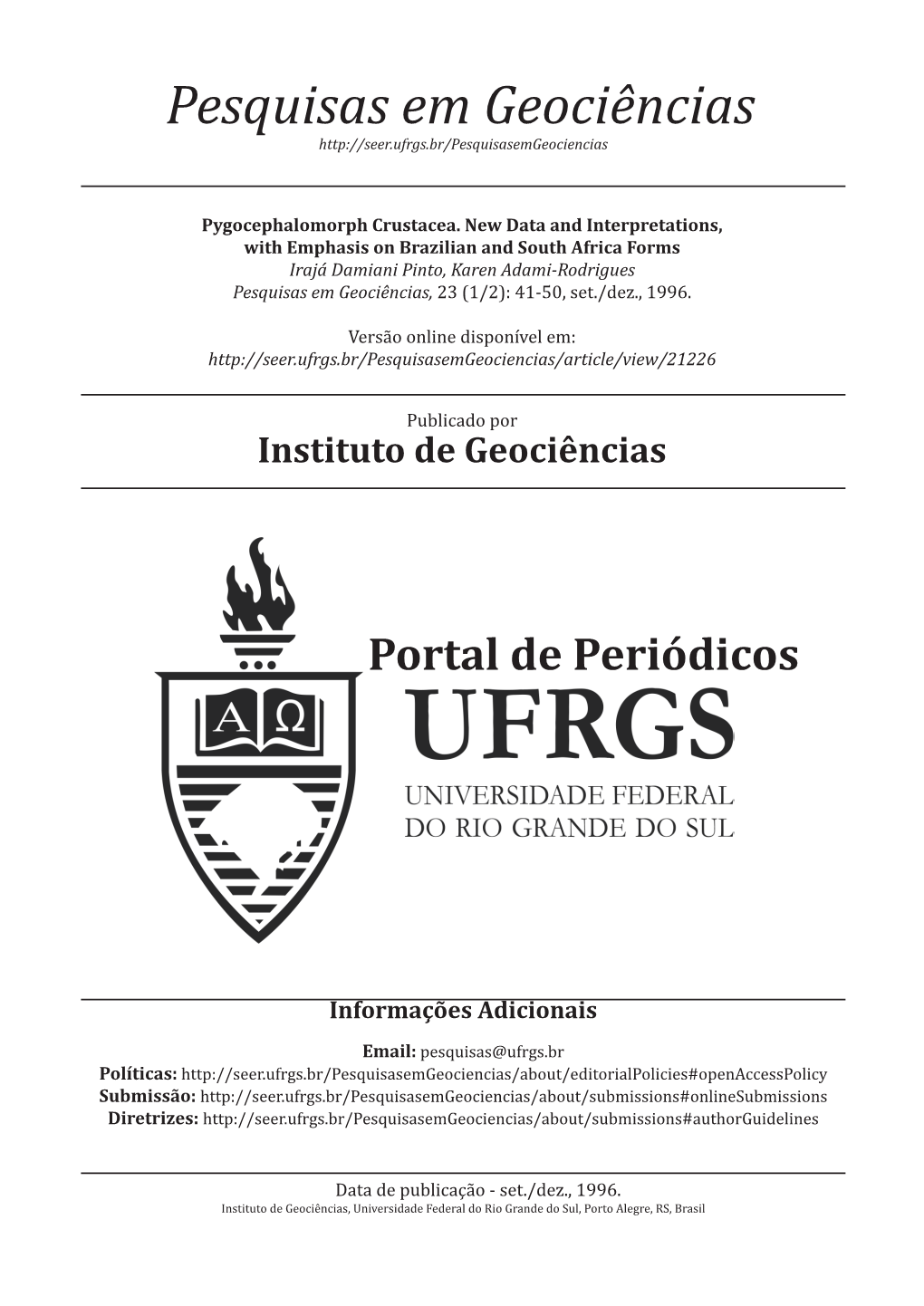 Pesquisas Em Geociências