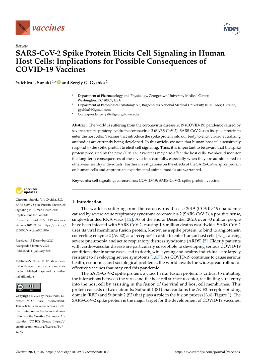 SARS-Cov-2 Spike Protein Elicits Cell Signaling in Human Host Cells: Implications for Possible Consequences of COVID-19 Vaccines