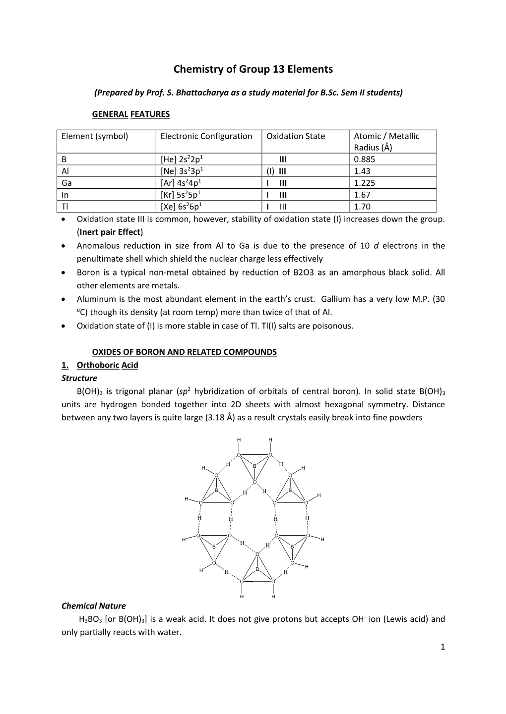 Chemistry of Group 13 Elements