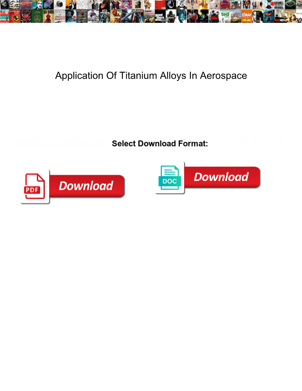 Application of Titanium Alloys in Aerospace