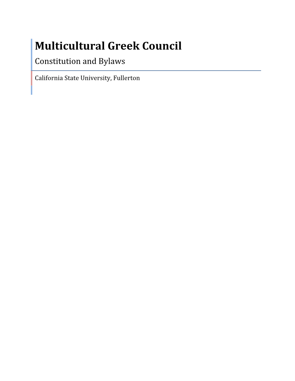 Multicultural Greek Council Constitution and Bylaws