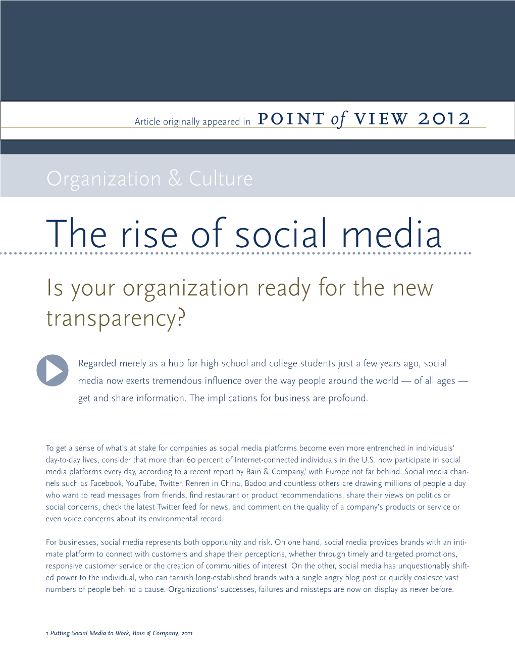 The Rise of Social Media Is Your Organization Ready for the New Transparency?