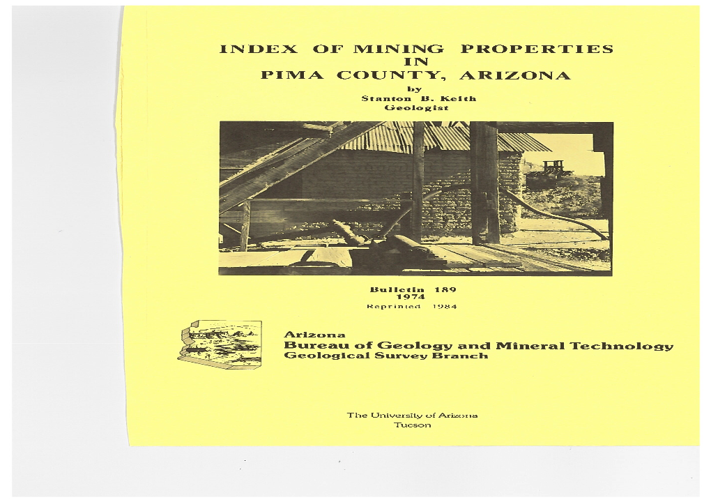 Index of Mining Properties in Pima County, Arizona