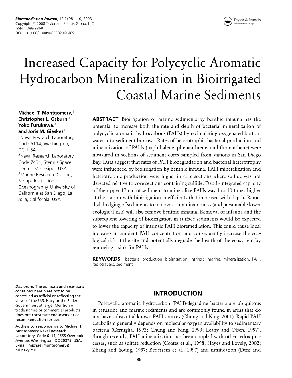 Increased Capacity for Polycyclic Aromatic Hydrocarbon Mineralization in Bioirrigated Coastal Marine Sediments