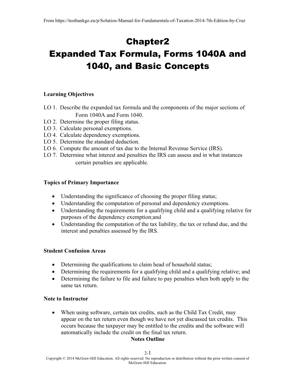 Expanded Tax Formula, Forms 1040A and 1040, and Basic Concepts