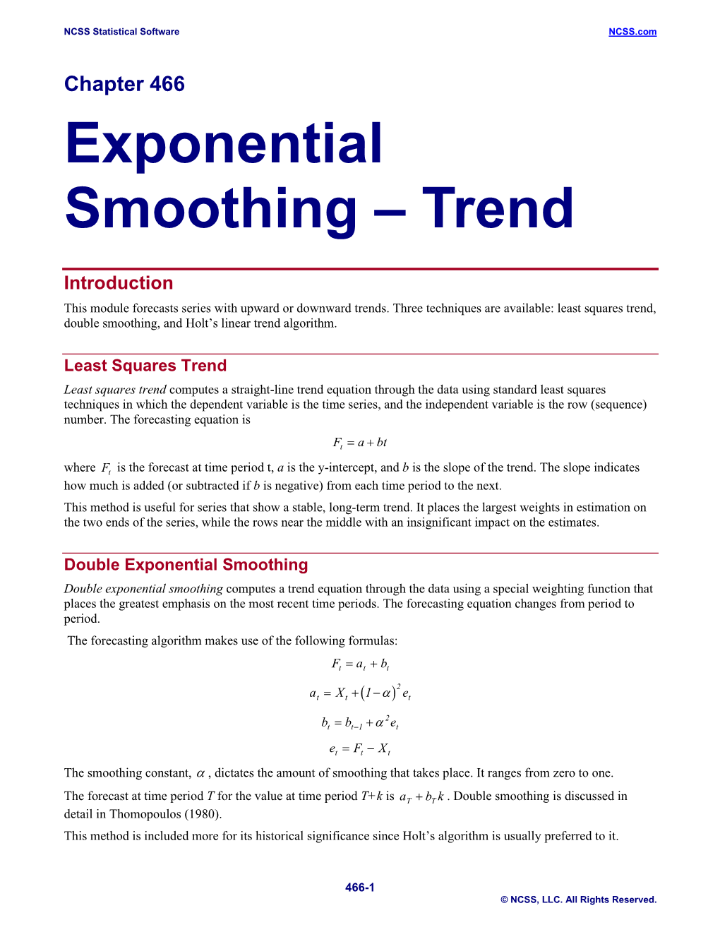 Exponential Smoothing – Trend