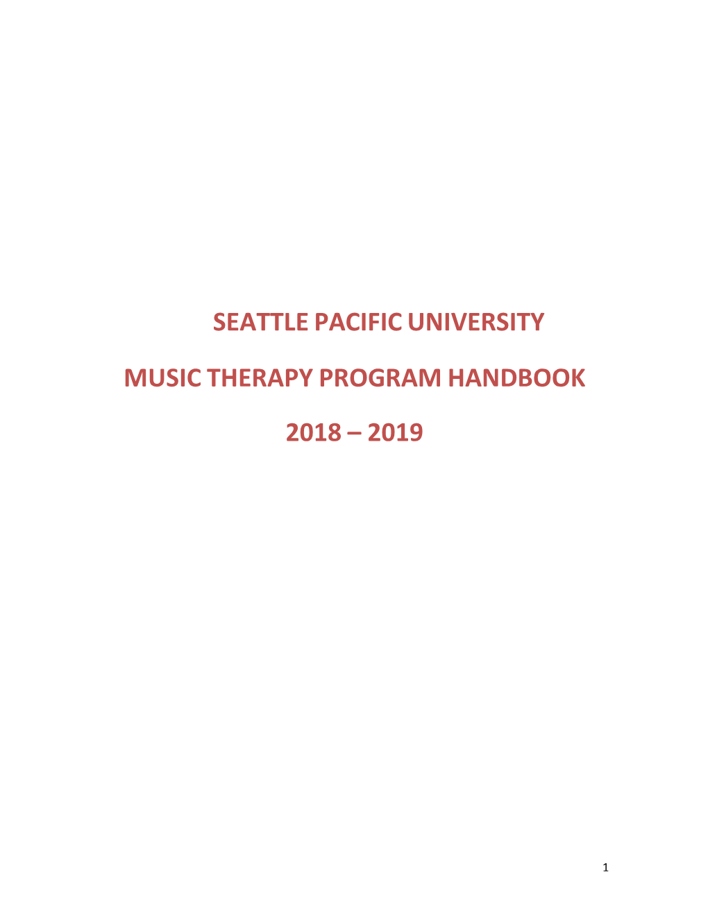 Seattle Pacific University Music Therapy Program Handbook 2018