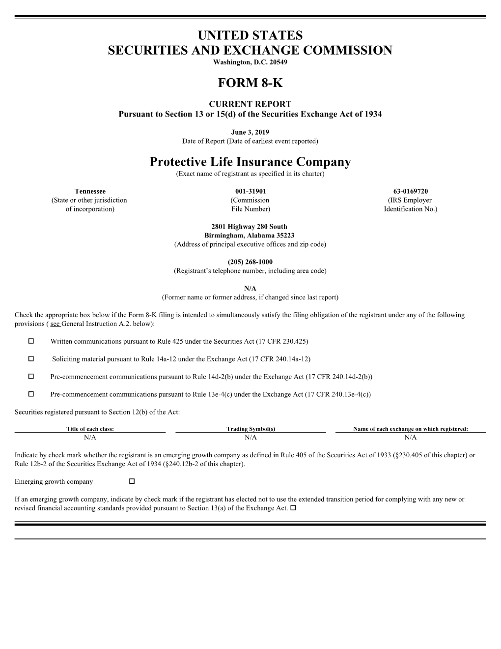 United States Securities and Exchange Commission Form