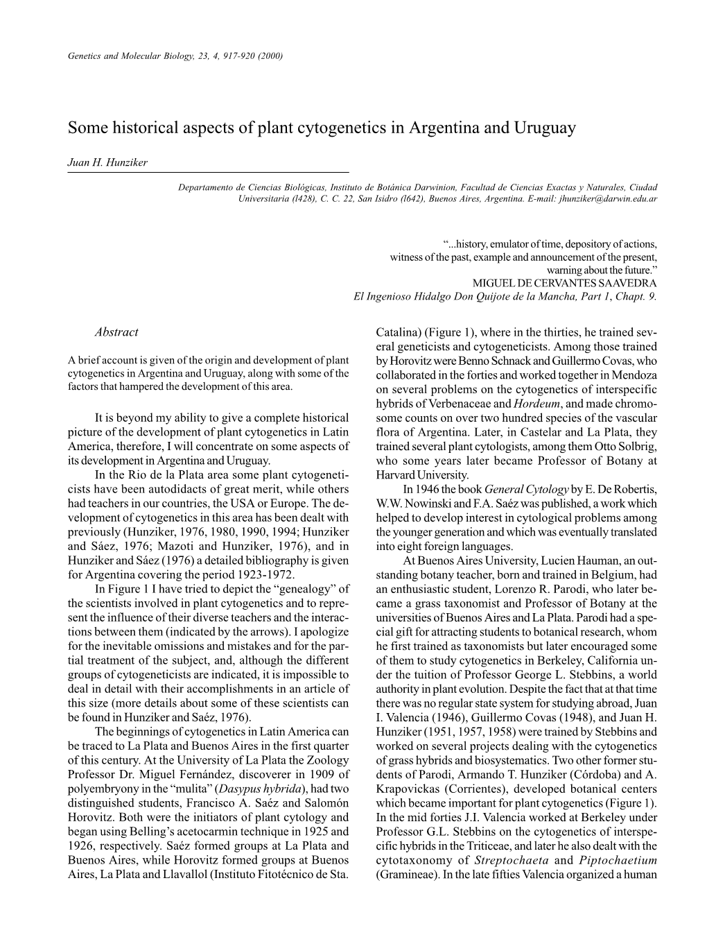 Some Historical Aspects of Plant Cytogenetics in Argentina and Uruguay