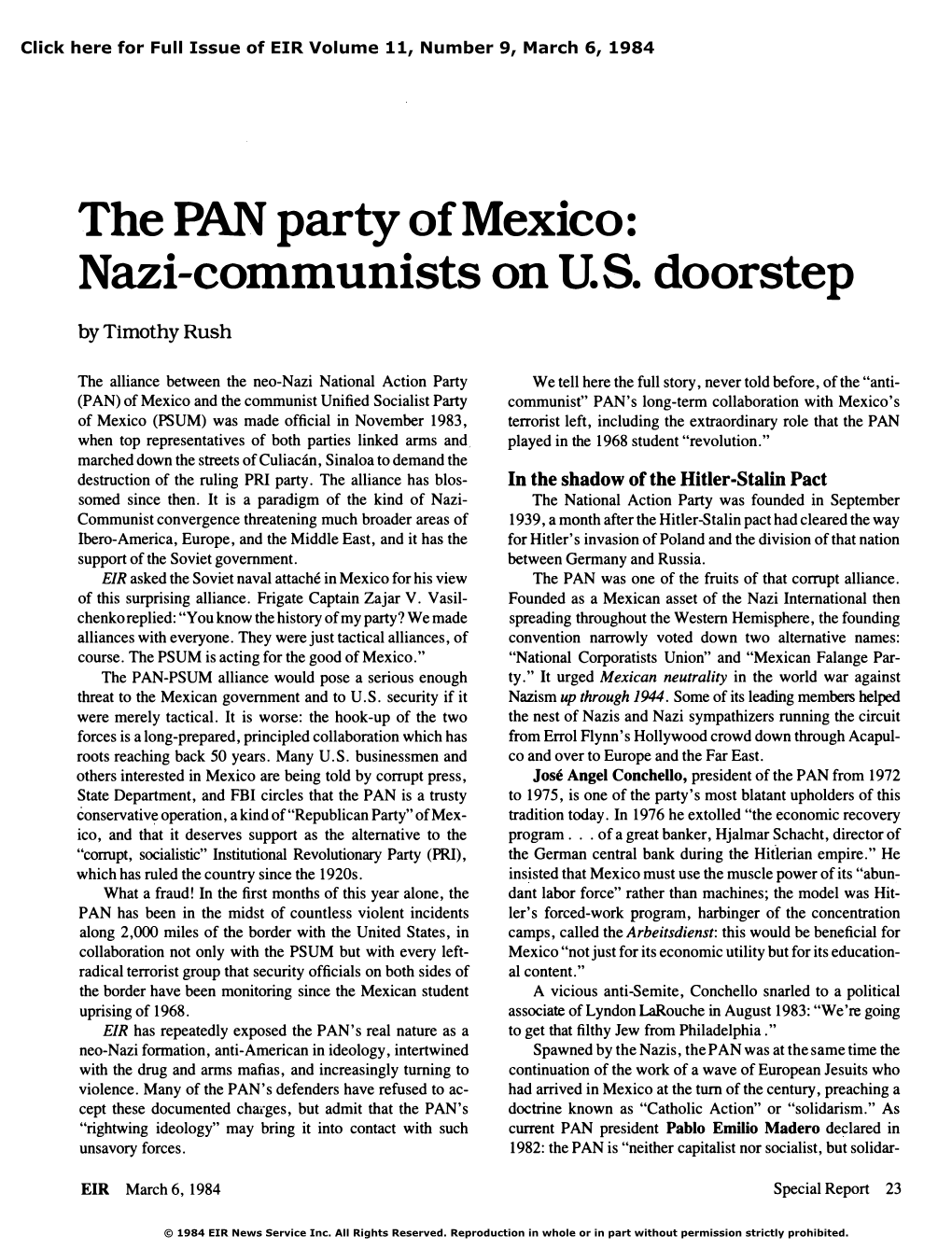 The PAN Party of Mexico: Nazi-Communists on the U.S