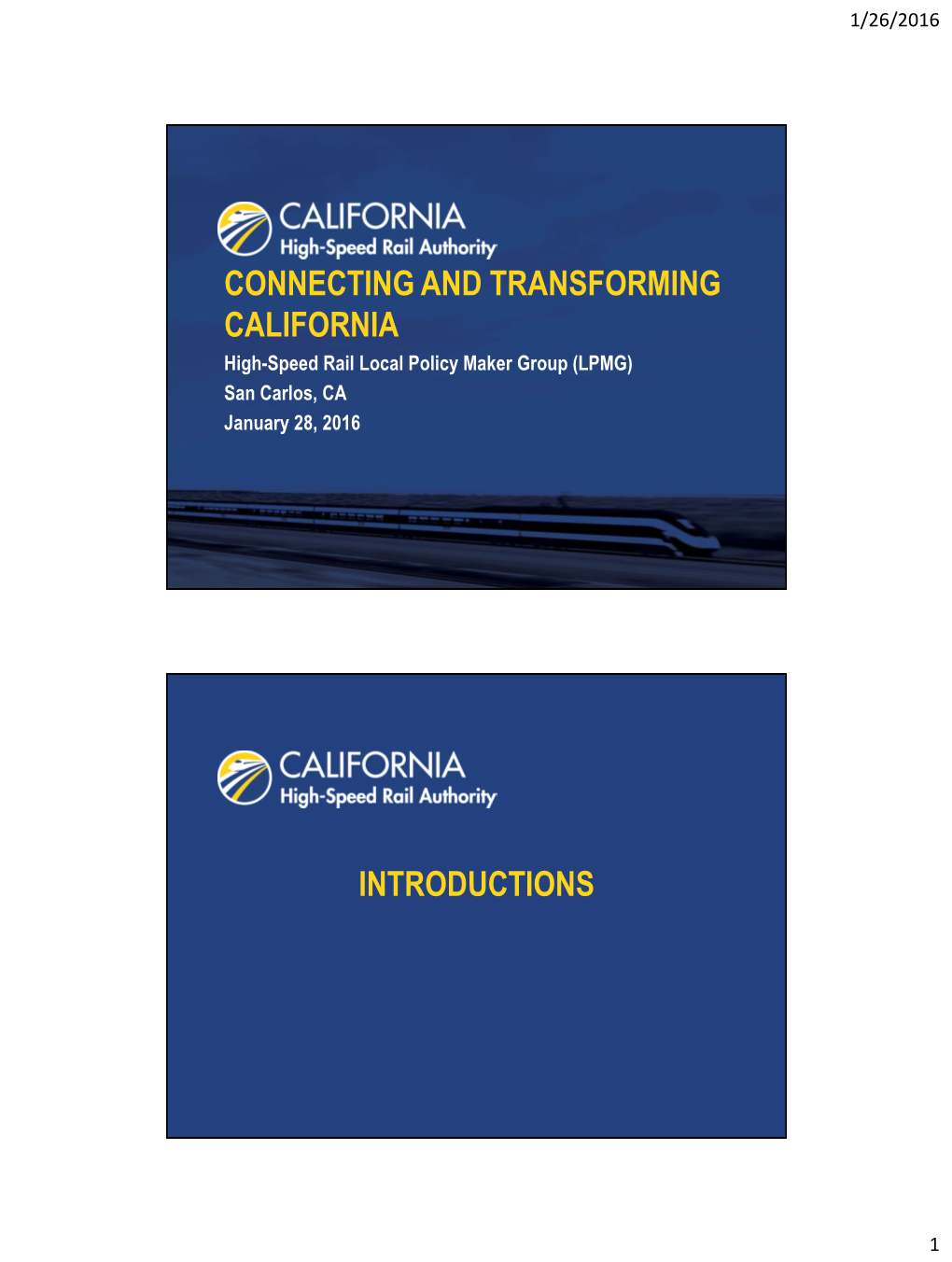 Connecting and Transforming California Introductions