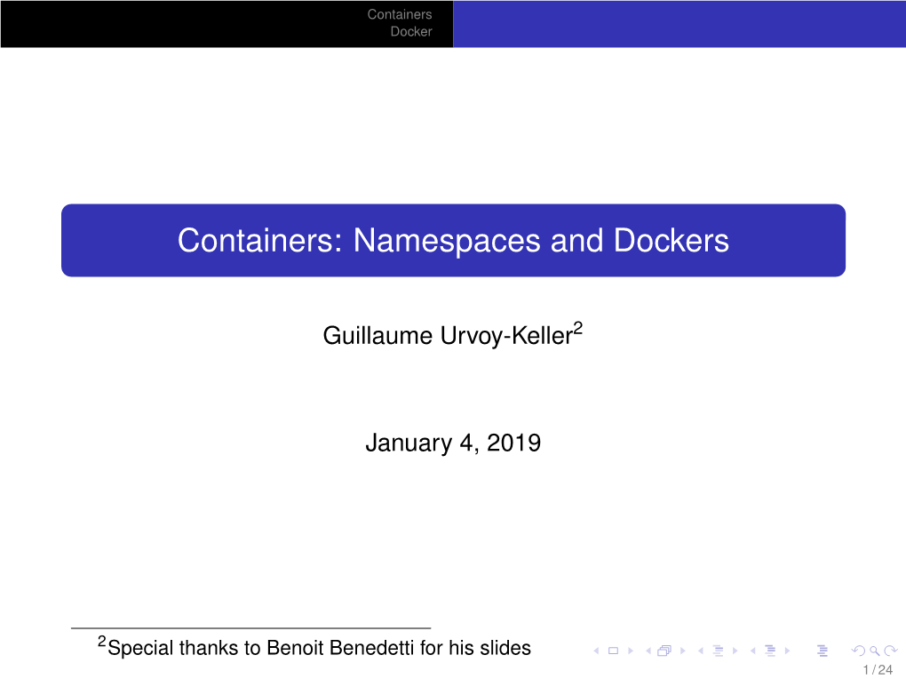 Containers: Namespaces and Dockers