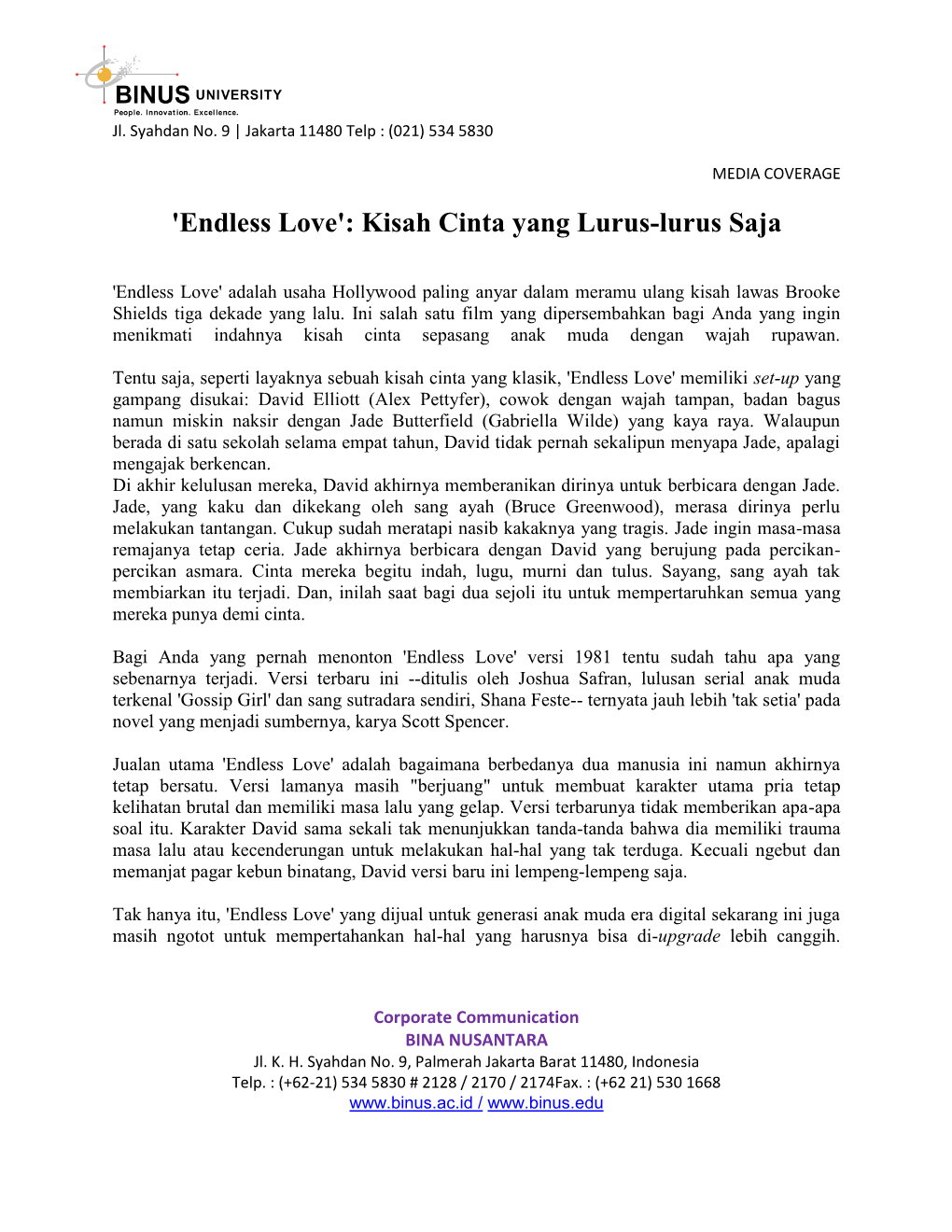 'Endless Love': Kisah Cinta Yang Lurus-Lurus Saja