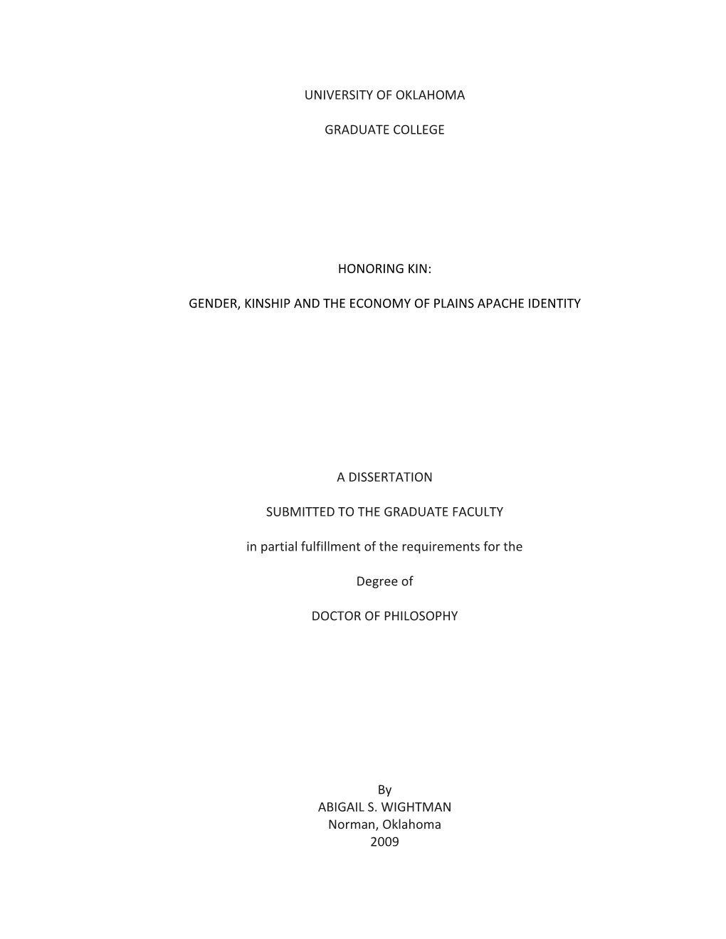 Gender, Kinship and the Economy of Plains Apache Identity