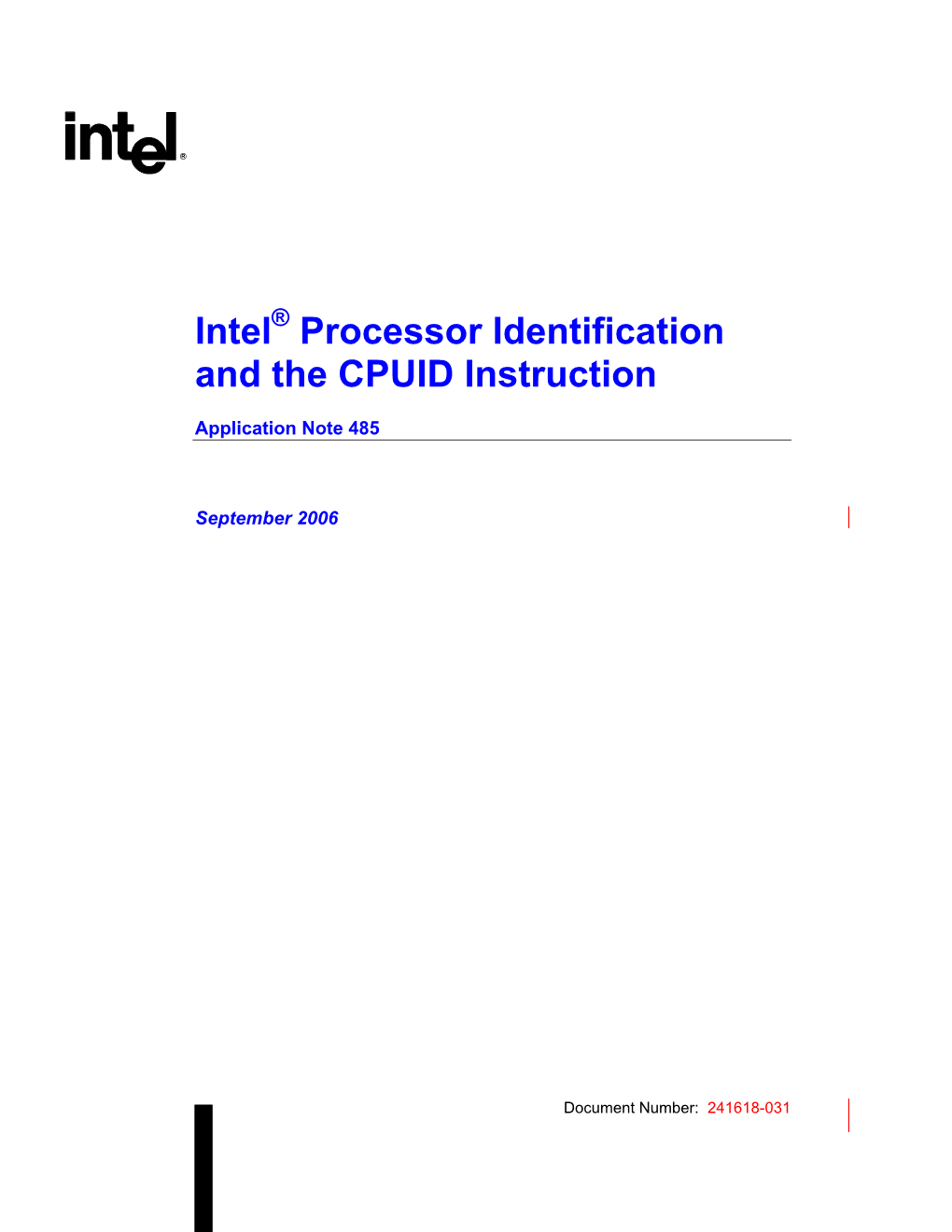 Intel(R) Processor Idientification and the CPUID Instruction