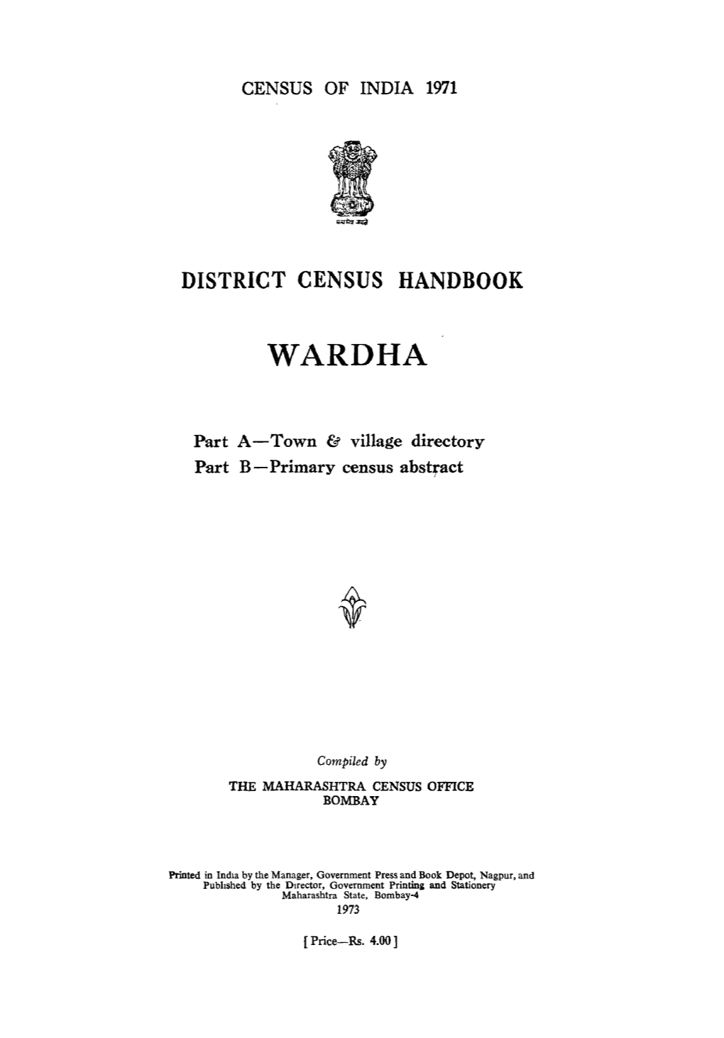 District Census Handbook, Wardha, Part a & B