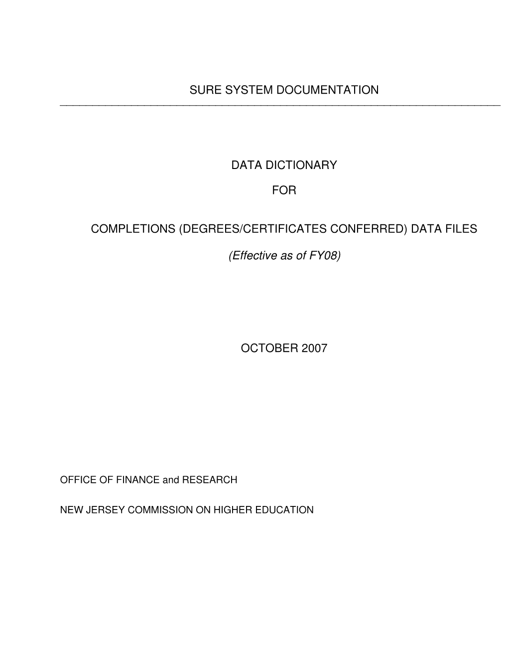 Data Dictionary for Completions