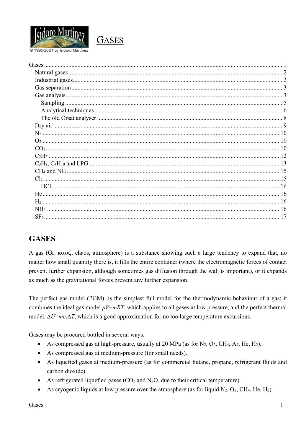 Gases (Thermodynamic Properties)