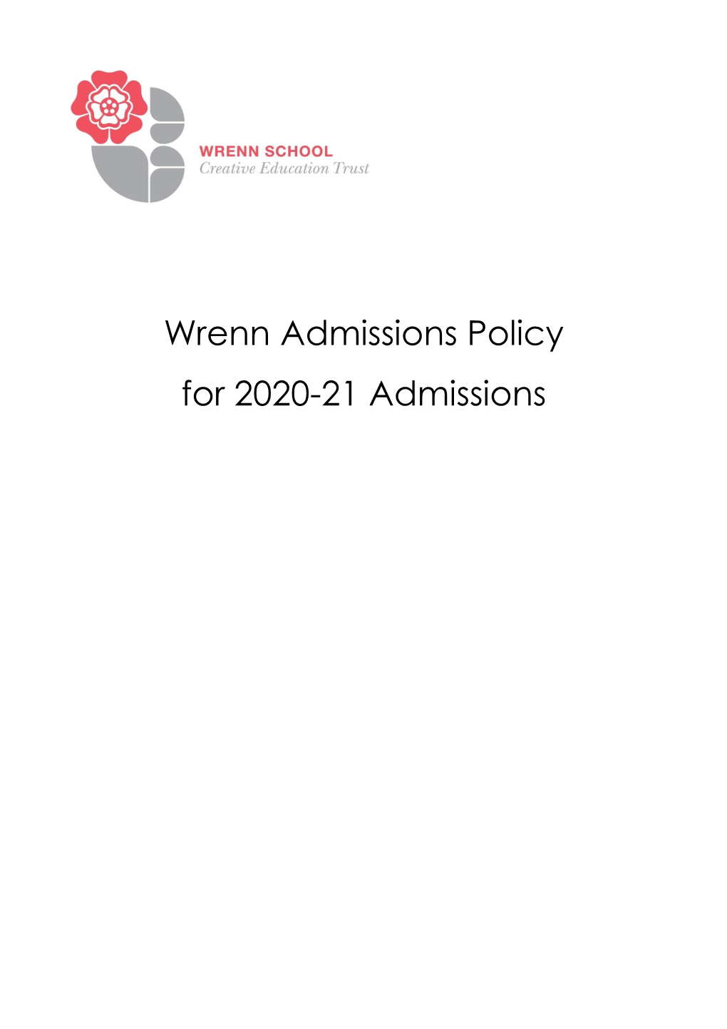 Wrenn Admissions Policy for 2020-21 Admissions