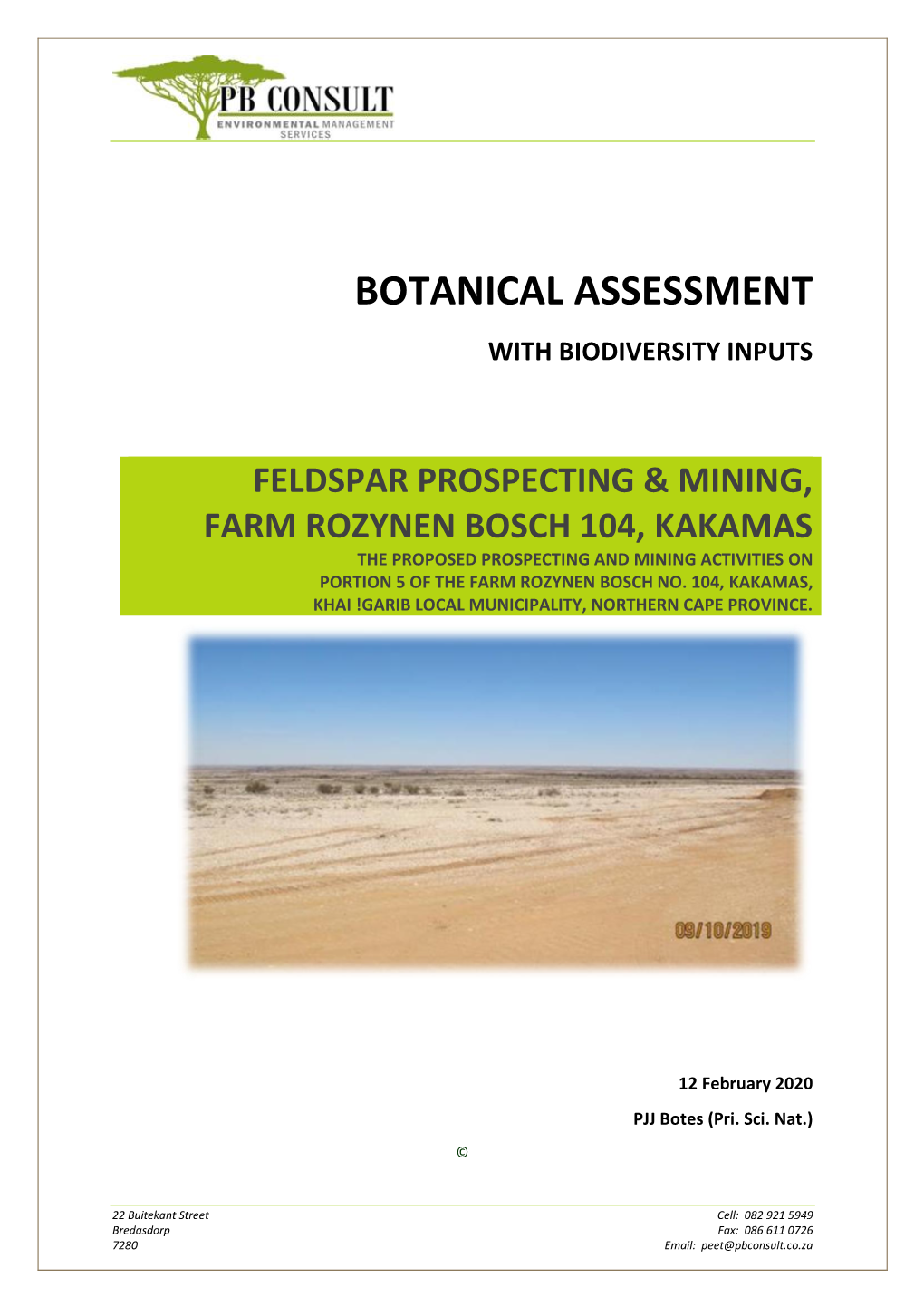 Feldspar Prospecting & Mining, Farm Rozynen Bosch 104, Kakamas